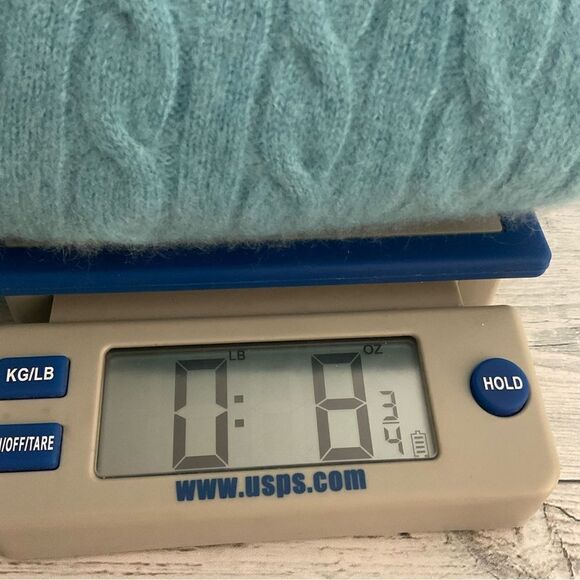 Vertical Design 2-Ply Baby Blue 100% Cashmere PLUSH Lux Turtleneck Sweater -Sz L - Picture 6 of 7